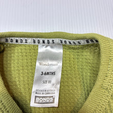 Load image into Gallery viewer, Unisex Bonds, green waffle cotton zip romper, EUC, size 00,