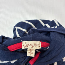 Load image into Gallery viewer, Boys Leroy, navy and white stripe cotton long sleeve hooded top, GUC, size 1,