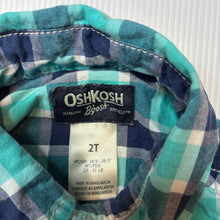 Load image into Gallery viewer, Boys Oshkosh, checked lightweight cotton long sleeve shirt, GUC, size 2,