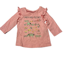 Load image into Gallery viewer, Girls Dymples, pink cotton long sleeve top, farmyard animals, EUC, size 00,