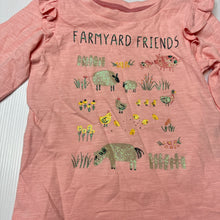 Load image into Gallery viewer, Girls Dymples, pink cotton long sleeve top, farmyard animals, EUC, size 00,