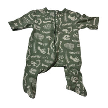 Load image into Gallery viewer, Unisex Dymples, organic cotton zip coverall/ romper, dinosaurs, FUC, size 0000,