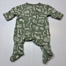 Load image into Gallery viewer, Unisex Dymples, organic cotton zip coverall/ romper, dinosaurs, FUC, size 0000,