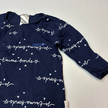 Load image into Gallery viewer, Unisex Bonds, navy stretchy Cozysuit romper, EUC, size 000,