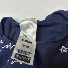 Load image into Gallery viewer, Unisex Bonds, navy stretchy Cozysuit romper, EUC, size 000,
