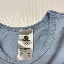 Load image into Gallery viewer, Unisex Dymples, blue stretchy bodysuit/ romper, EUC, size 000,