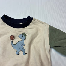 Load image into Gallery viewer, Boys Target, organic cotton lightweight sweater/ jumper, dinosaur, EUC, size 000,