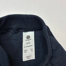 Load image into Gallery viewer, Unisex Dymples, navy fleece lined track pants elasticated, EUC, size 000,