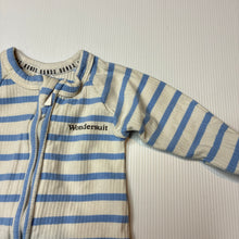 Load image into Gallery viewer, Unisex Bonds, ribbed zip Wondersuit/ zippy/ romper, GUC, size 000,