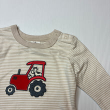 Load image into Gallery viewer, Unisex Dymples, stretchy long sleeve top, embroidered tractor, EUC, size 000,