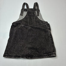 Load image into Gallery viewer, Girls Dymples, embroidered denim overall dress/ pinafore, EUC, size 1, L: 47cm