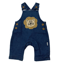 Load image into Gallery viewer, Unisex Sprout, embroidered stretchy denim overalls, EUC, size 000,