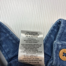 Load image into Gallery viewer, Unisex Sprout, embroidered stretchy denim overalls, EUC, size 000,