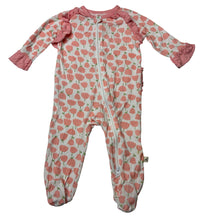 Load image into Gallery viewer, Girls Milk Berry, lightweight stretchy bamboo blend zip coverall, EUC, size 000,