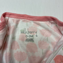 Load image into Gallery viewer, Girls Milk Berry, lightweight stretchy bamboo blend zip coverall, EUC, size 000,