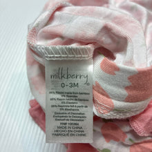 Load image into Gallery viewer, Girls Milk Berry, lightweight stretchy bamboo blend zip coverall, EUC, size 000,