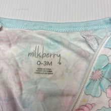 Load image into Gallery viewer, Girls Milk Berry, soft feel stretchy bamboo blend zip coverall, EUC, size 000,