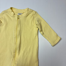 Load image into Gallery viewer, Unisex Anko, yellow ribbed cotton zip coverall/ romper, FUC, size 000,