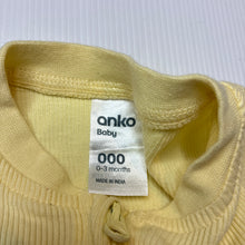 Load image into Gallery viewer, Unisex Anko, yellow ribbed cotton zip coverall/ romper, FUC, size 000,