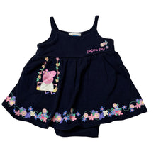 Load image into Gallery viewer, Girls Peppa Pig, navy stretch cotton summer romper dress, EUC, size 00,