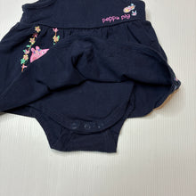 Load image into Gallery viewer, Girls Peppa Pig, navy stretch cotton summer romper dress, EUC, size 00,
