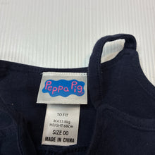 Load image into Gallery viewer, Girls Peppa Pig, navy stretch cotton summer romper dress, EUC, size 00,