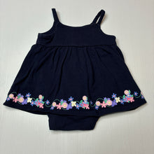 Load image into Gallery viewer, Girls Peppa Pig, navy stretch cotton summer romper dress, EUC, size 00,