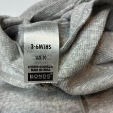 Load image into Gallery viewer, Unisex Bonds, grey marle stretchy hooded long sleeve top, EUC, size 00,