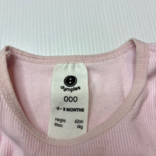 Load image into Gallery viewer, Girls Dymples, pink ribbed organic cotton singlet suit romper, GUC, size 000,