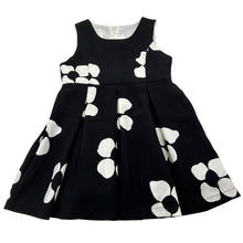 Load image into Gallery viewer, Girls Blue Sky, lined black and white floral dress, EUC, size 3, L: 50cm