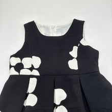 Load image into Gallery viewer, Girls Blue Sky, lined black and white floral dress, EUC, size 3, L: 50cm