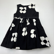 Load image into Gallery viewer, Girls Blue Sky, lined black and white floral dress, EUC, size 3, L: 50cm