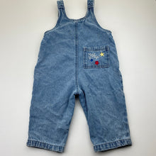 Load image into Gallery viewer, Unisex Cotton On, embroidered denim overalls / dungarees, GUC, size 2,