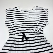 Load image into Gallery viewer, Girls Anko, black and white stripe cotton dress, GUC, size 8, L: 59cm