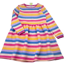 Load image into Gallery viewer, Girls KID, striped fleece lined sweater dress, NEW, size 6, L: 64cm