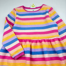 Load image into Gallery viewer, Girls KID, striped fleece lined sweater dress, NEW, size 6, L: 64cm