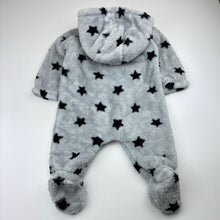 Load image into Gallery viewer, Unisex Sesame Street, Cookie Monster fleece zip hooded coverall, GUC, size 00,