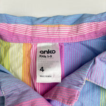 Load image into Gallery viewer, Girls Anko, colourful lightweight cotton shirt dress, EUC, size 4, L: 48cm