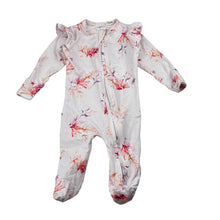 Load image into Gallery viewer, Girls Snuggle Hunny, stretchy organic cotton blend zip coverall / romper, EUC, size 000,