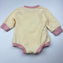 Load image into Gallery viewer, Girls yellow, long sleeve bodysuit/ romper, flower, EUC, size 00,