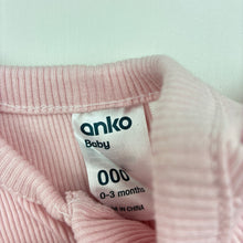 Load image into Gallery viewer, Girls Anko, pink ribbed cotton zip coverall / romper, EUC, size 000,