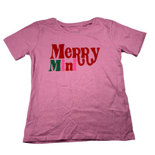 Load image into Gallery viewer, Girls Mango, pink cotton Christmas t-shirt, EUC, size 8,