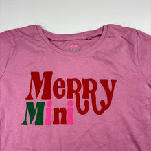 Load image into Gallery viewer, Girls Mango, pink cotton Christmas t-shirt, EUC, size 8,