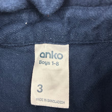 Load image into Gallery viewer, Boys Anko, navy cotton long-sleeve shirt, GUC, size 3,