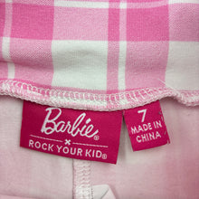 Load image into Gallery viewer, Girls Rock Your Kid, Barbie, checked stretchy bike shorts, FUC, size 7,