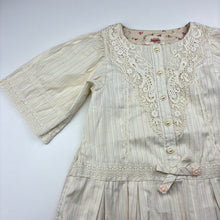 Load image into Gallery viewer, Girls SOURIS, striped lightweight dress, lace trim, EUC, size 6, L: 60cm