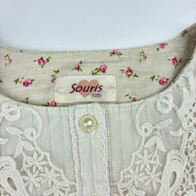 Load image into Gallery viewer, Girls SOURIS, striped lightweight dress, lace trim, EUC, size 6, L: 60cm