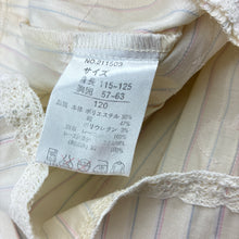 Load image into Gallery viewer, Girls SOURIS, striped lightweight dress, lace trim, EUC, size 6, L: 60cm