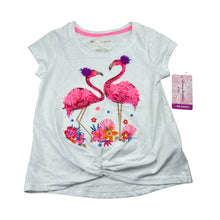 Load image into Gallery viewer, Girls Tommy Bahama, twist-front t-shirt / top, sequin flamingos, NEW, size 6,