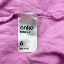 Load image into Gallery viewer, Girls Anko, purple cotton t-shirt, butterfly, EUC, size 6,
